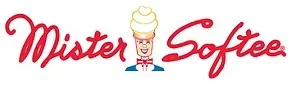 Mister Softee logo with red script and a smiling ice cream cone character