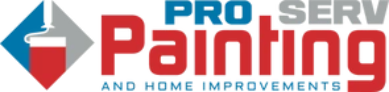 PRO SERV Painting logo with red and blue house icon and “PAINTING” in bold red text