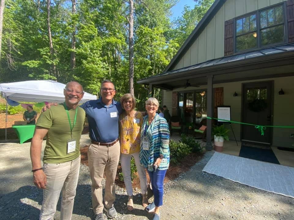 People gathered outside Haven Cottage at its opening.