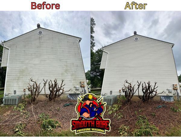 A before and after picture of a house with a fireman on it.