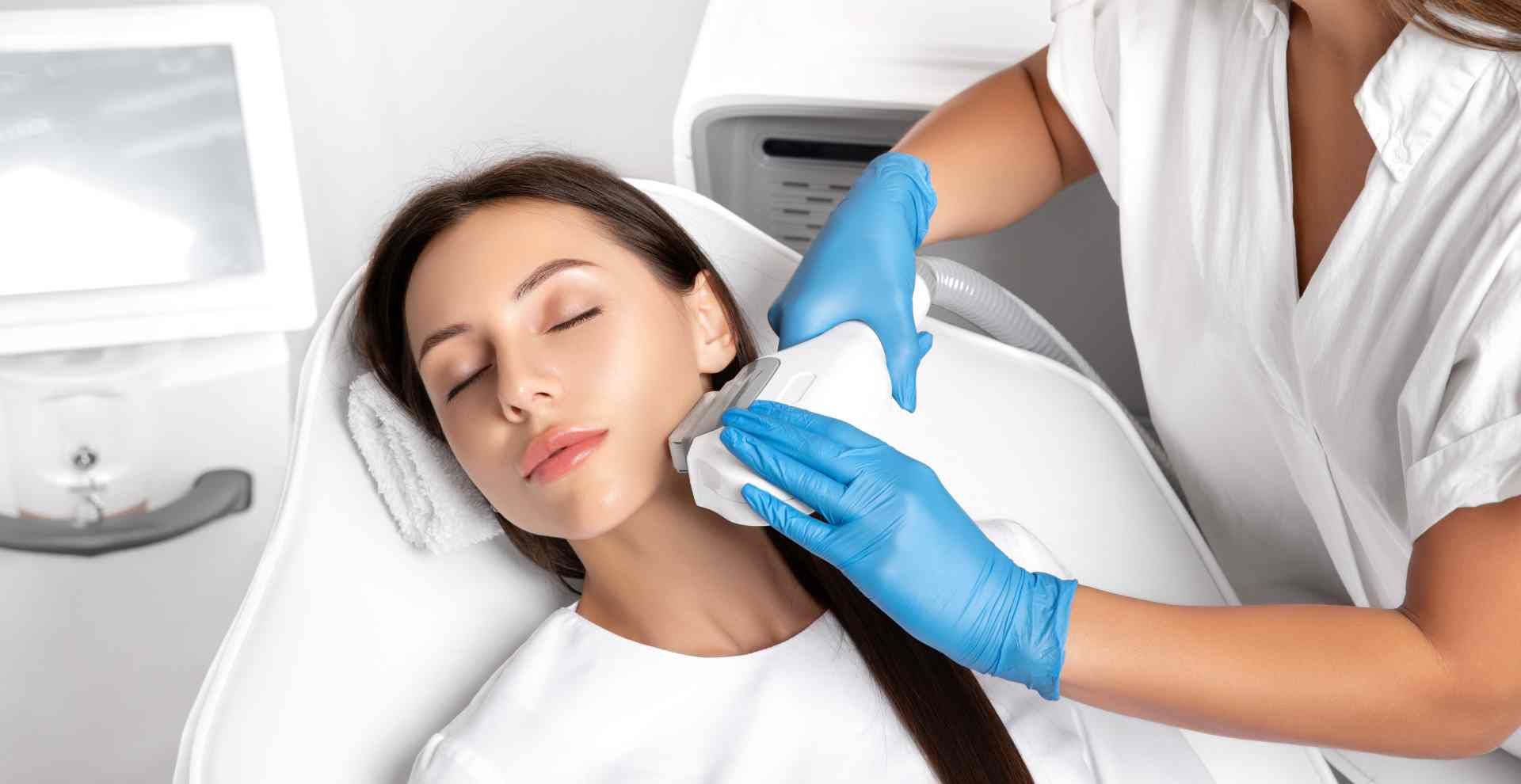 Someone getting a laser hair removal treatment on their face at Lexington Tattoo Removal near Lexington, KY