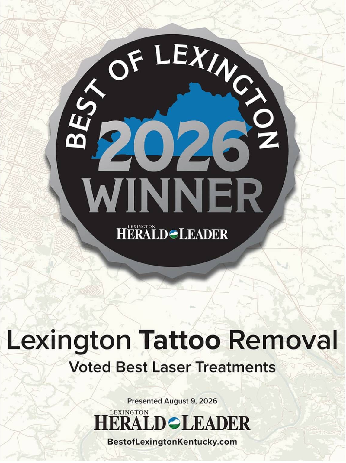 Best of Lexington 2026 Silver Winner, Lexington Tattoo Removal for Best Laser Treatments.