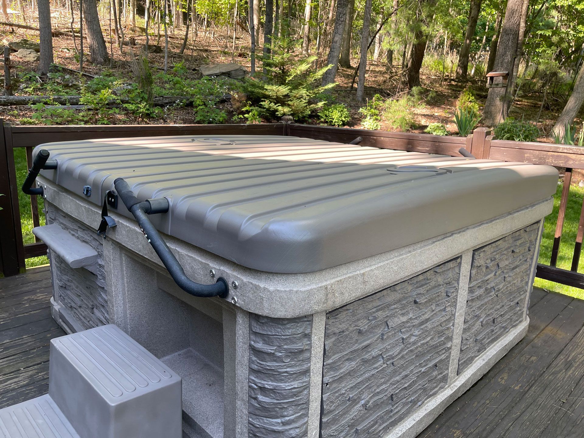 Back porch with hot tub