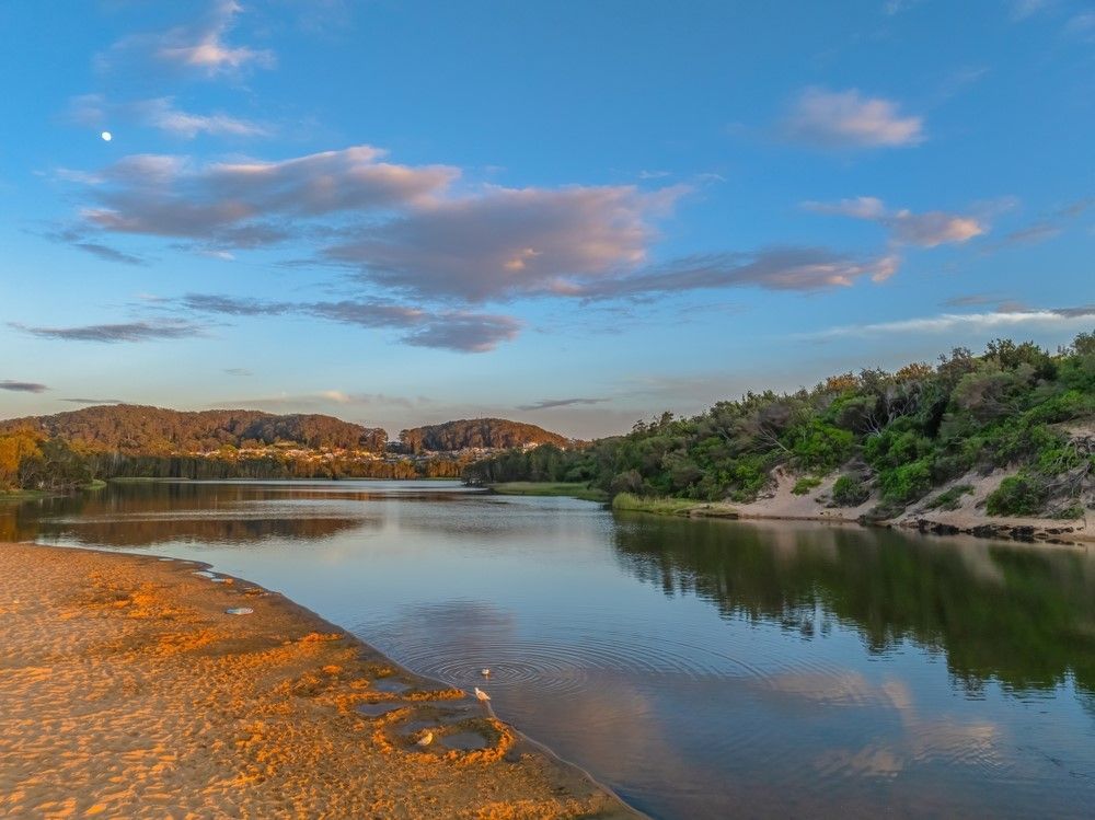 Tranquil Lake At Dusk, With Trees And Sandy Banks — NLJ Partners P/L In Wyong, NSW