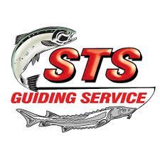 A logo for sts guiding service with a fish on it.