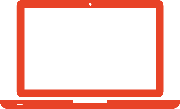 Computador laptop vermelho com tela branca em branco.