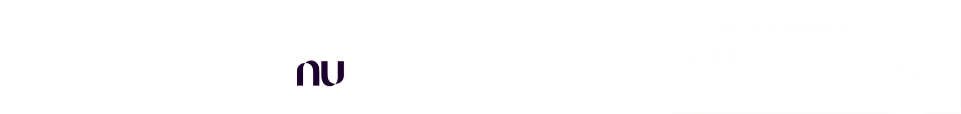 Logos for Lei Rouanet, Nu, and Ministério da Cultura beside the Brazil flag on a light background
