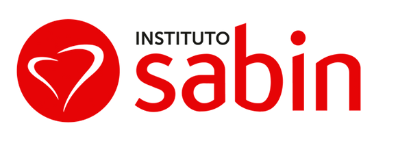 Logotipo do Instituto Sabin com ícone de coração vermelho e a inscrição
