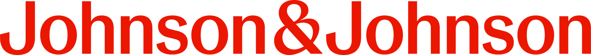 Logotipo da Johnson & Johnson em vermelho.