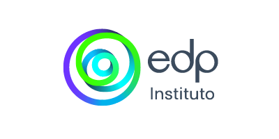 Logotipo do Edo Instituto com círculos sobrepostos nas cores verde, azul, roxo e cinza ao lado de texto cinza.