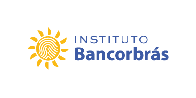 Logo do Instituto Bancorbrás em azul e amarelo com símbolo solar