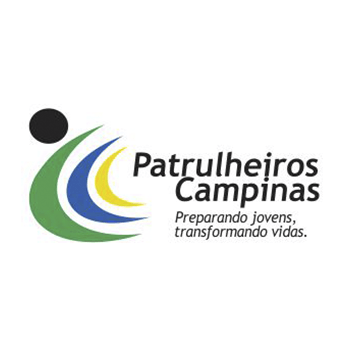 Logo of Patrulheiros Campinas with a stylized human figure and the text: