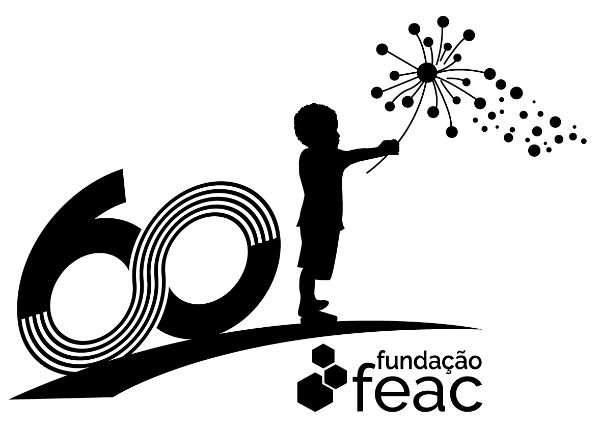 Logo “60” with a child reaching for a starburst; Fundação FEAC text below.