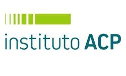Logo do Instituto ACP em branco, verde e azul, com texto estilizado.