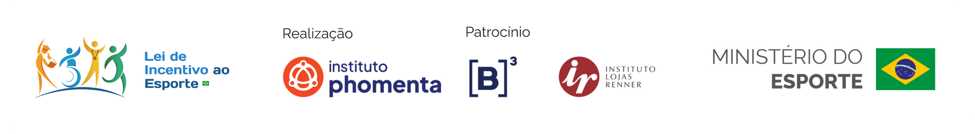 Sponsor logos on a white banner, including Ministério do Esporte and Brazil flag logo