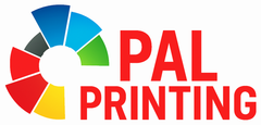 Logo for PAL PRINTING with a colorful segmented circle and red text.