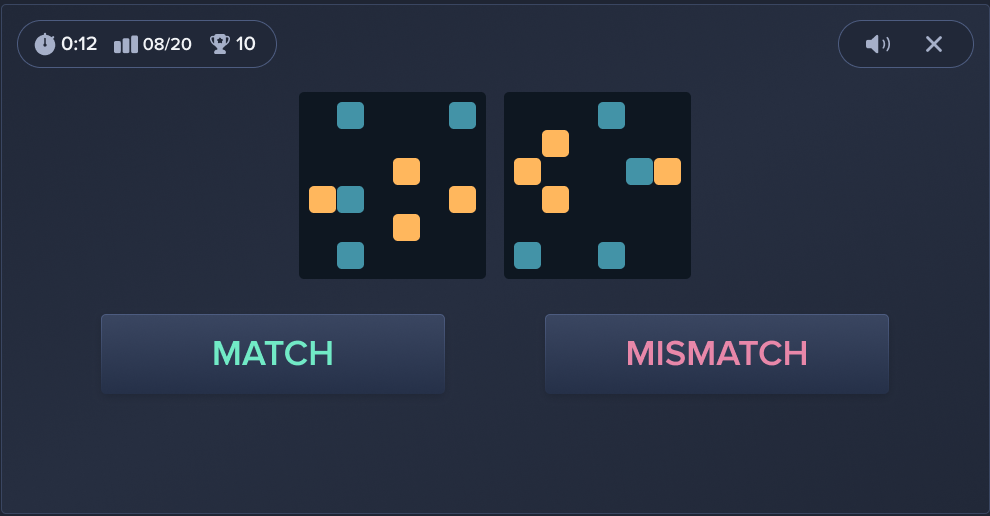 Two grids of colored squares; a