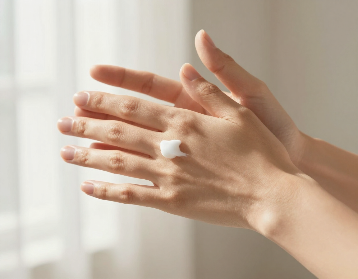 Applicazione crema naturale sulla pelle