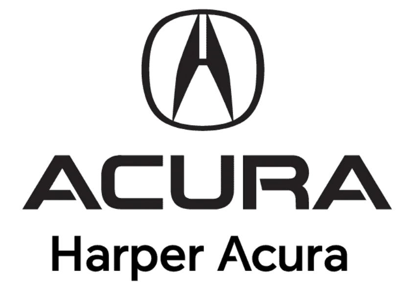 Acura and Harper Acura dealership logo in black on a white background