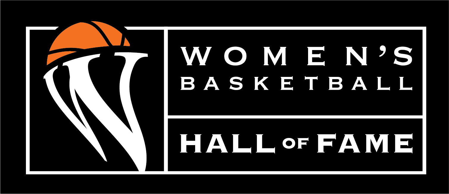 Women's Basketball Hall of Fame logo with orange basketball and white stylized W on black background