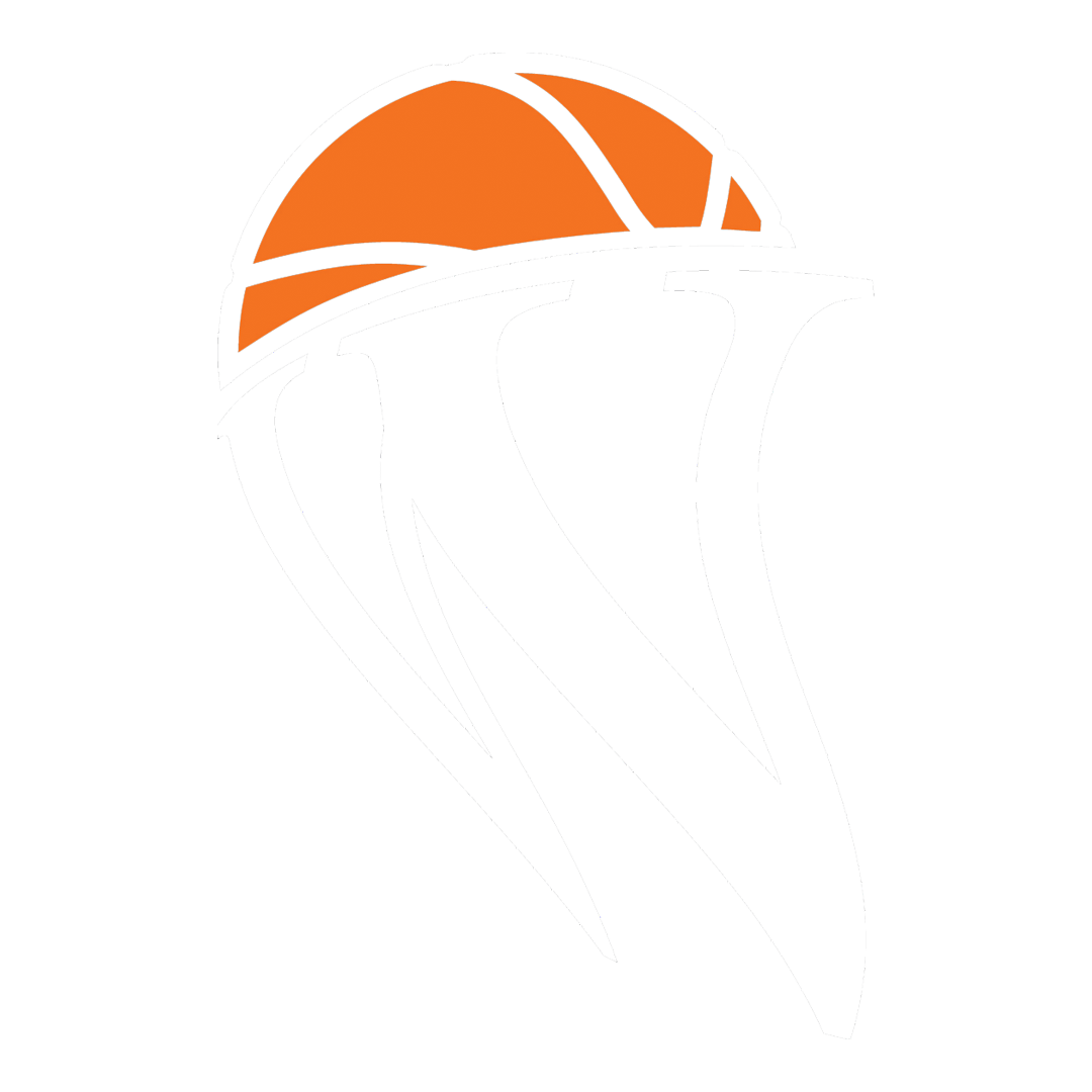 Orange basketball icon with white seam lines on a plain white background