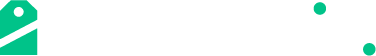 Bannière blanche pour page web avec un logo géométrique vert à gauche et de petits points verts à droite.