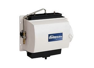 White wall-mounted electric control box with black top and metal bracket.