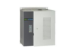 White and gray industrial steam generator with front control panel and vented side