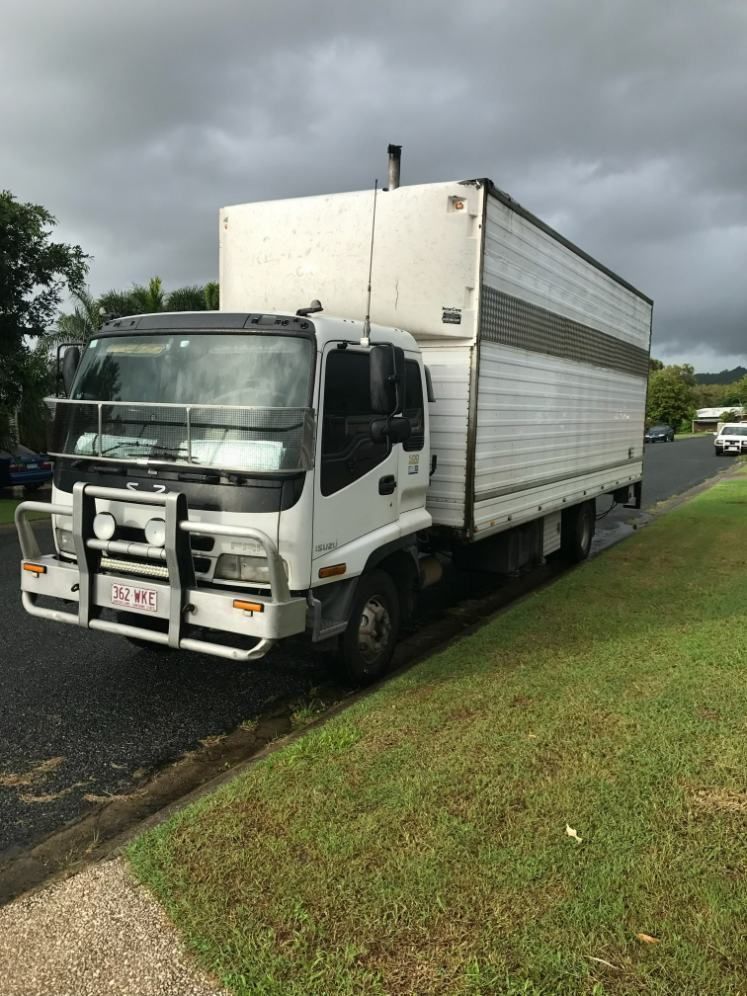 White Box Truck Parked on a Curb — JR Removals Mackay in Nebo, QLD