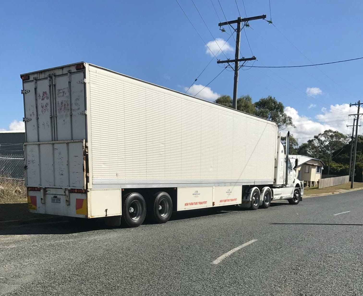 White Semi-truck Parked — JR Removals Mackay in Moranbah, QLD
