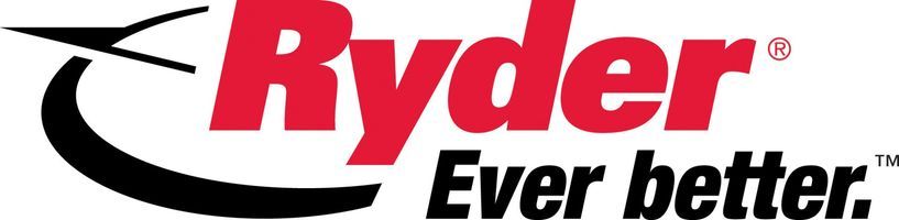 Ryder logo with red text and black curved swoosh. 