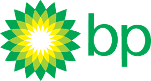 BP logo: Green and yellow sunflower design with green 