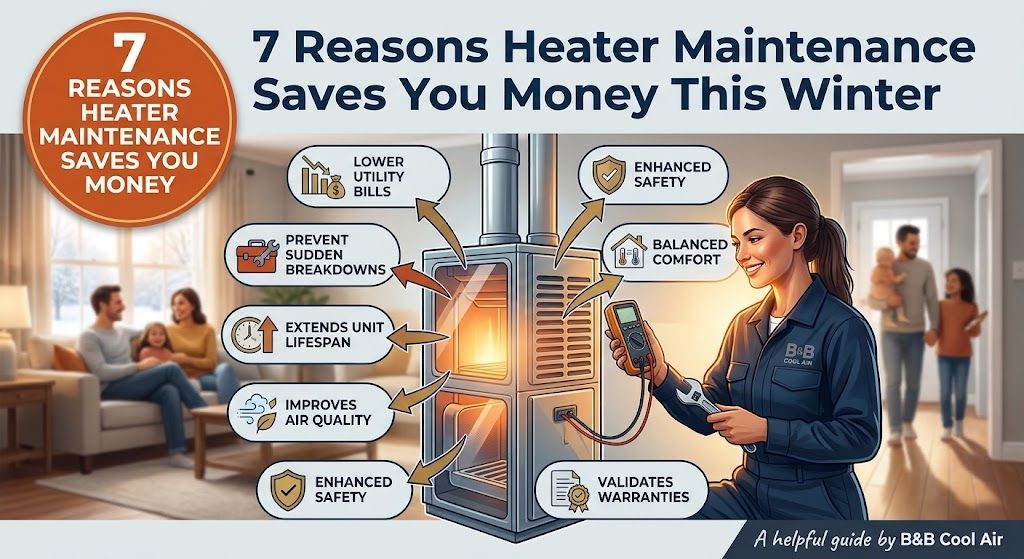 Technician performing heater maintenance on furnace