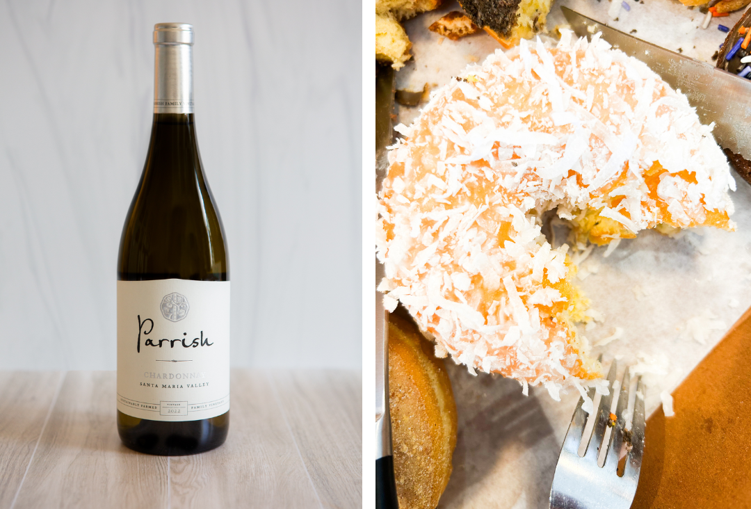 A pairing of a Parrish wine and a donut. 