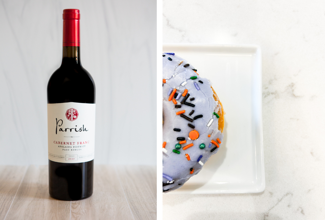 A pairing of a Parrish wine and a donut. 