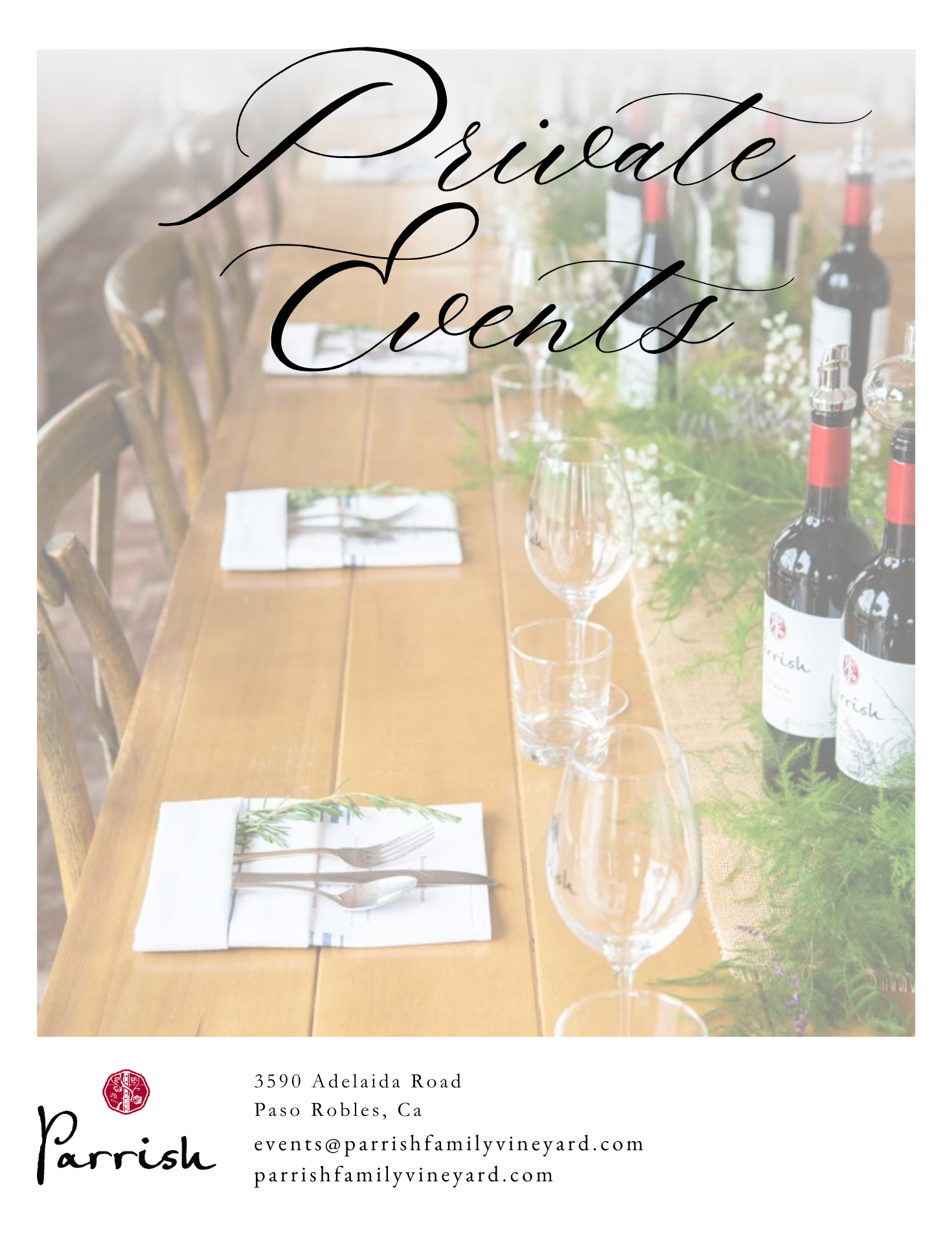 Parrish private events brochure