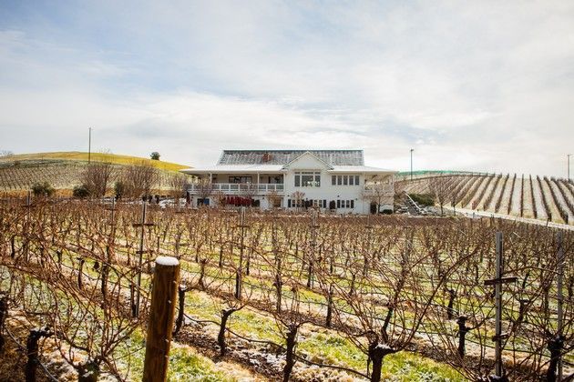 A view of the Adelaida Vineyard with a Parrish Family tasting room in the back.