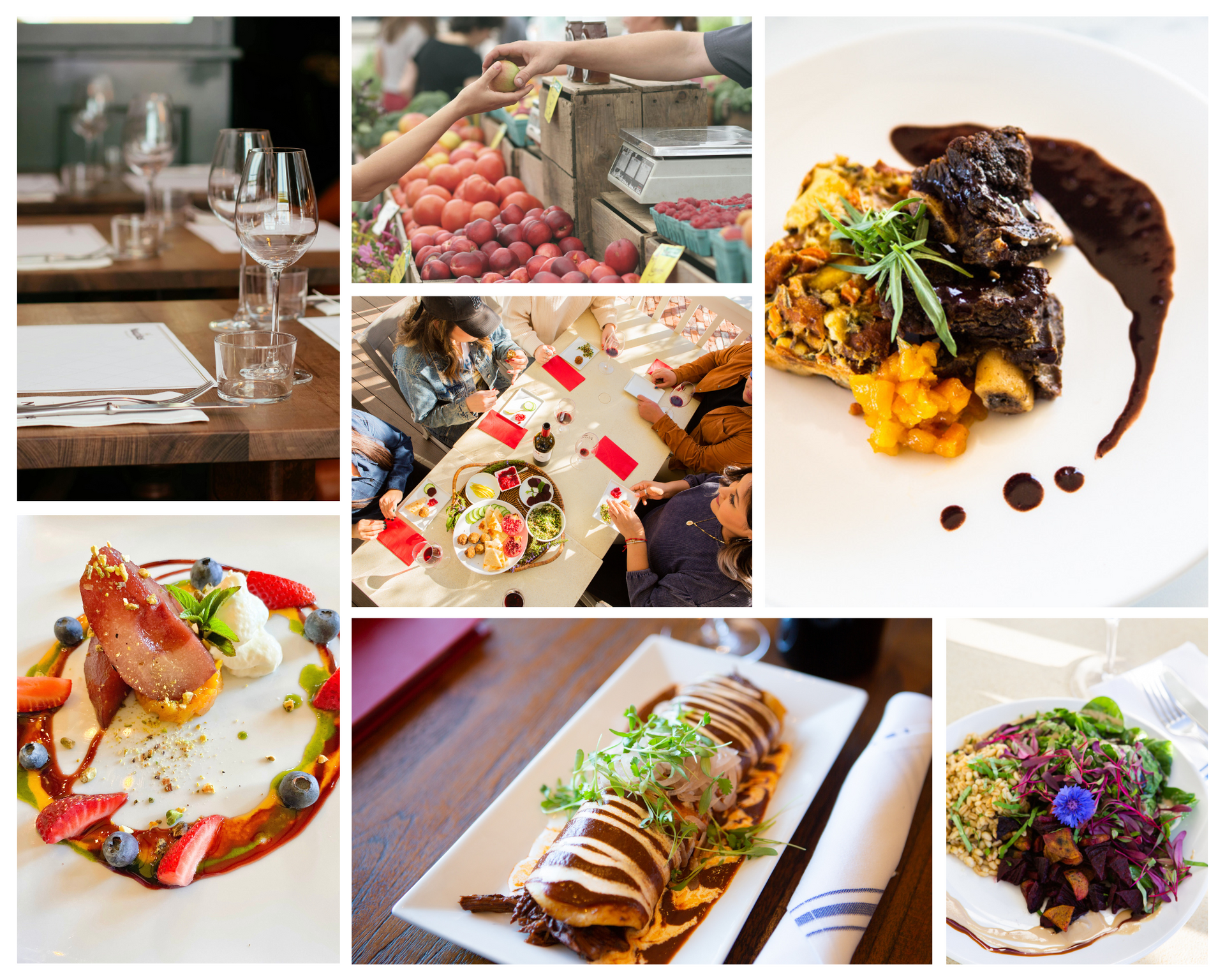 A collage of pictures of different types of food.