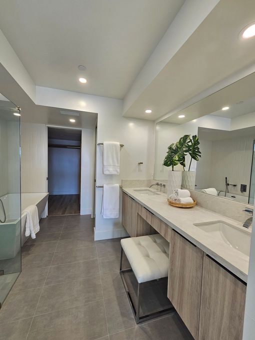 Interior renovation with recessed lighting and clean modern finishes in Oceanside