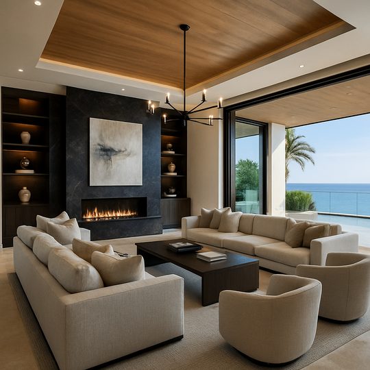 Coastal living room remodel with ocean views in Encinitas