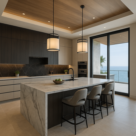 Coastal luxury kitchen remodel with ocean view in La Jolla
