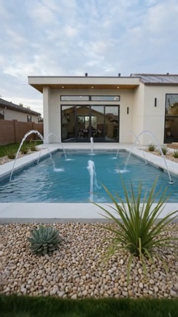 Custom home exterior with swimming pool in Carlsbad