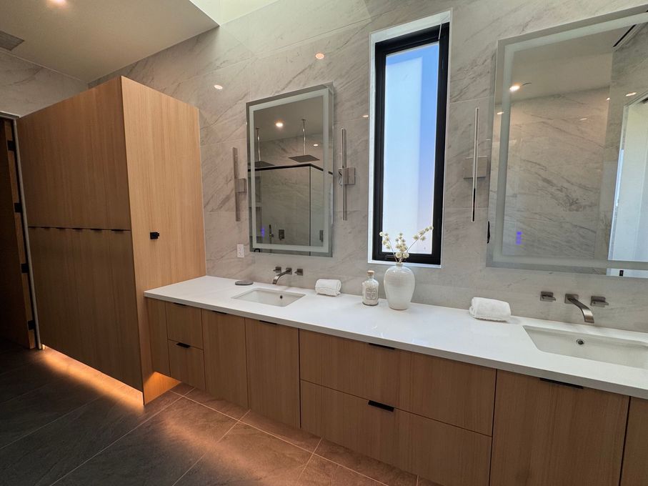 Custom double vanity bathroom remodel in San Marcos