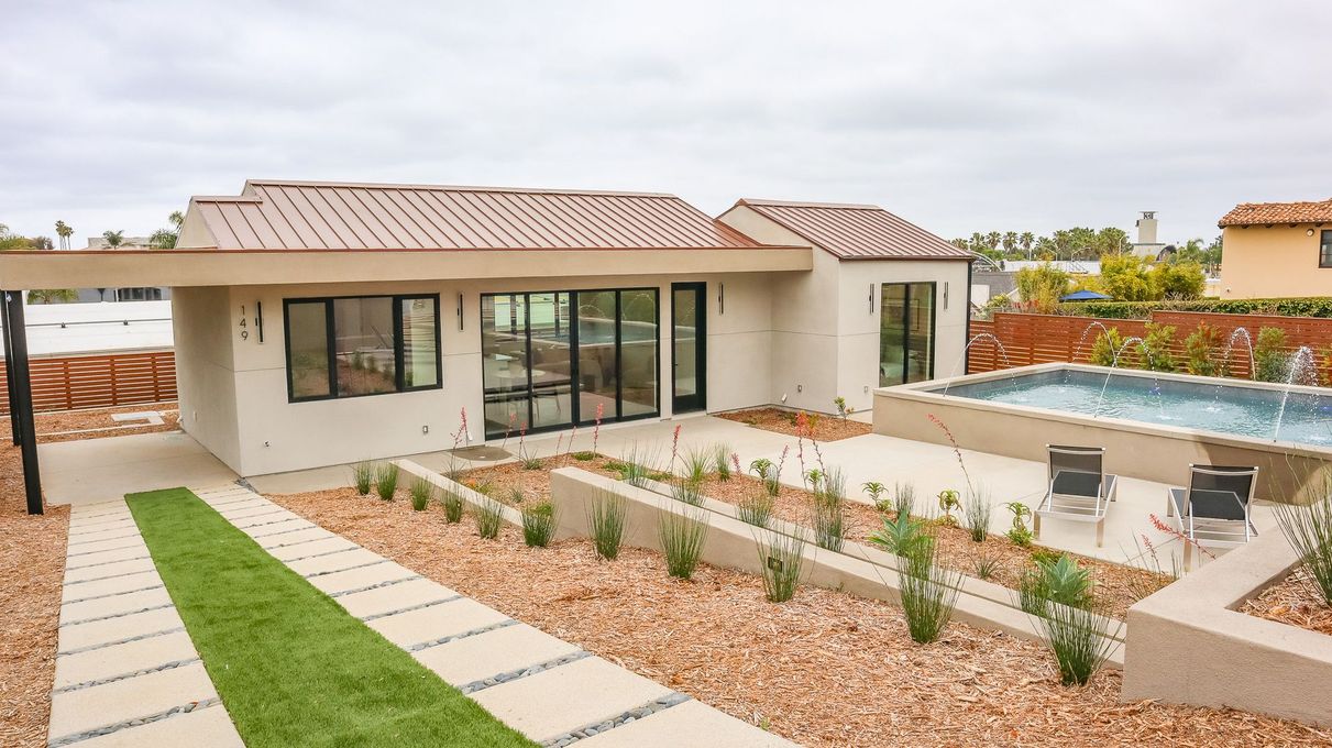 Front yard hardscape and drought-tolerant landscaping remodel in Escondido