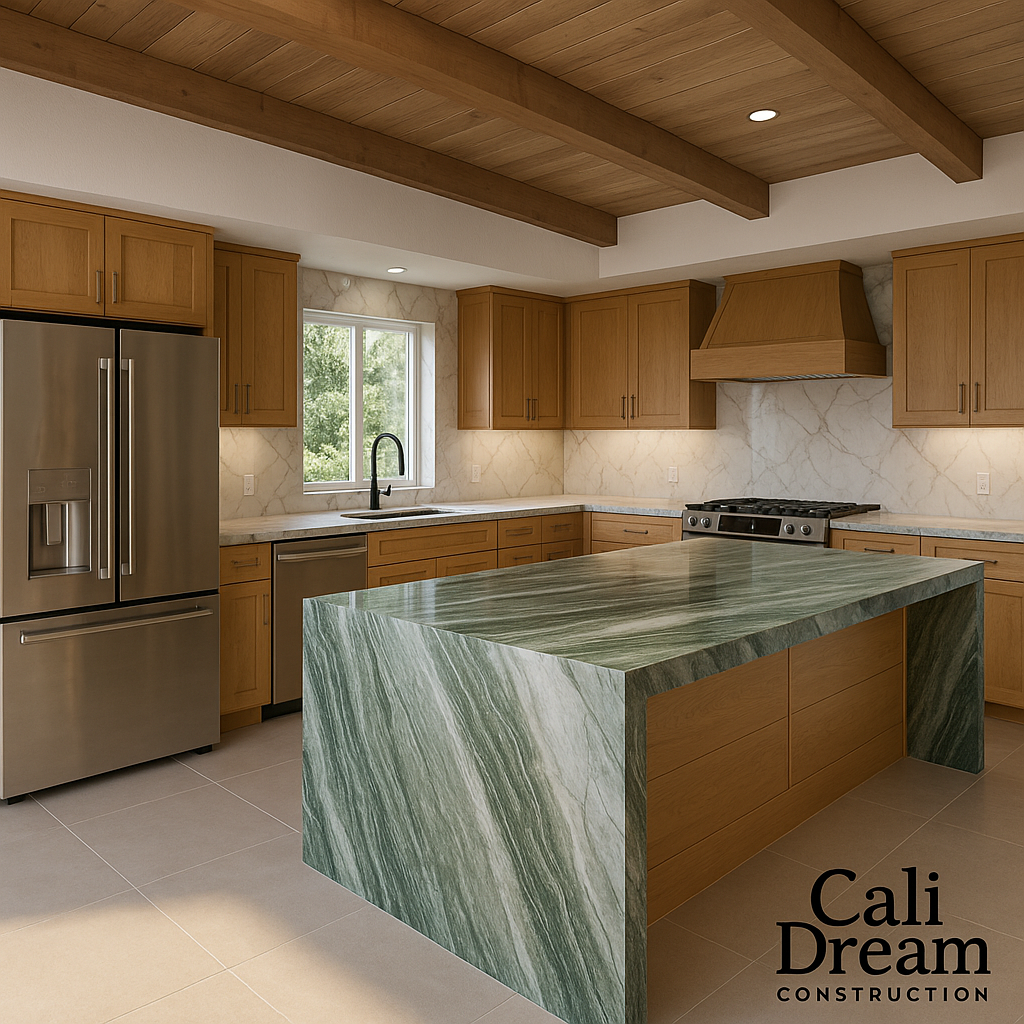 Poway CA kitchen remodel with open layout, center island, and pendant lighting