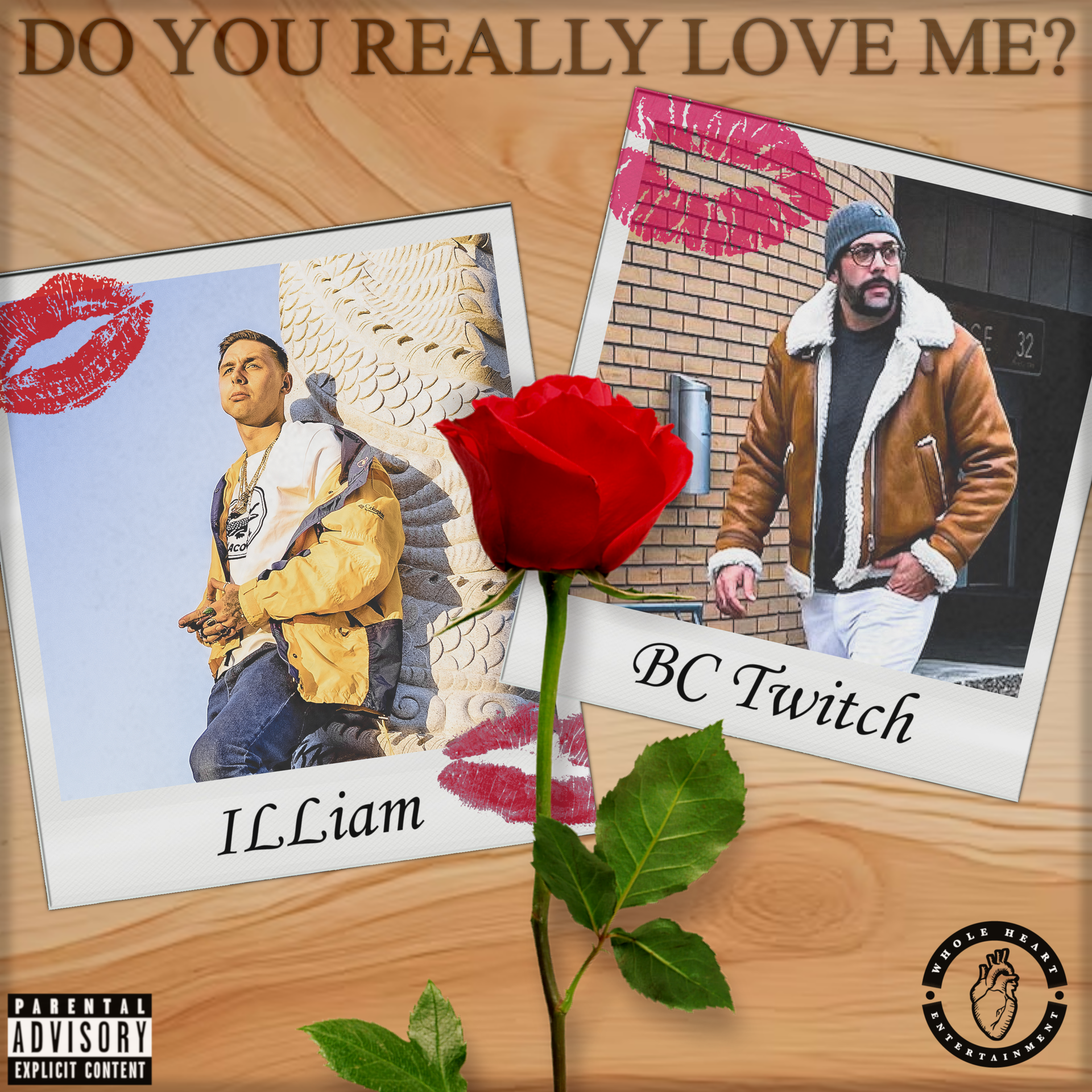 ILLiam & BC Twitch looking into the distance in lipstick covered photographs