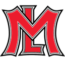 Red and black stylized letter M logo with a white outline