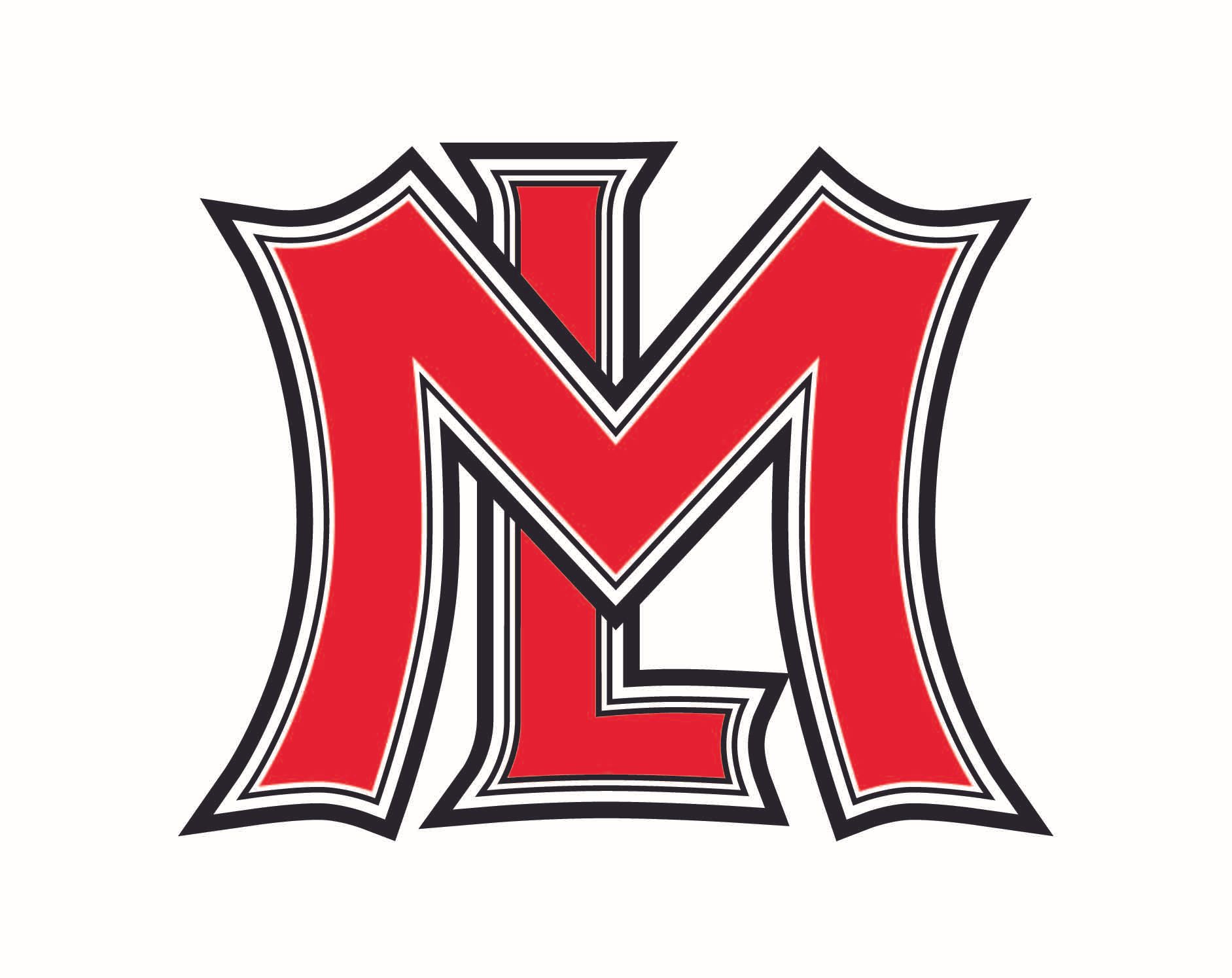 Red and black stylized “M” logo on a white background
