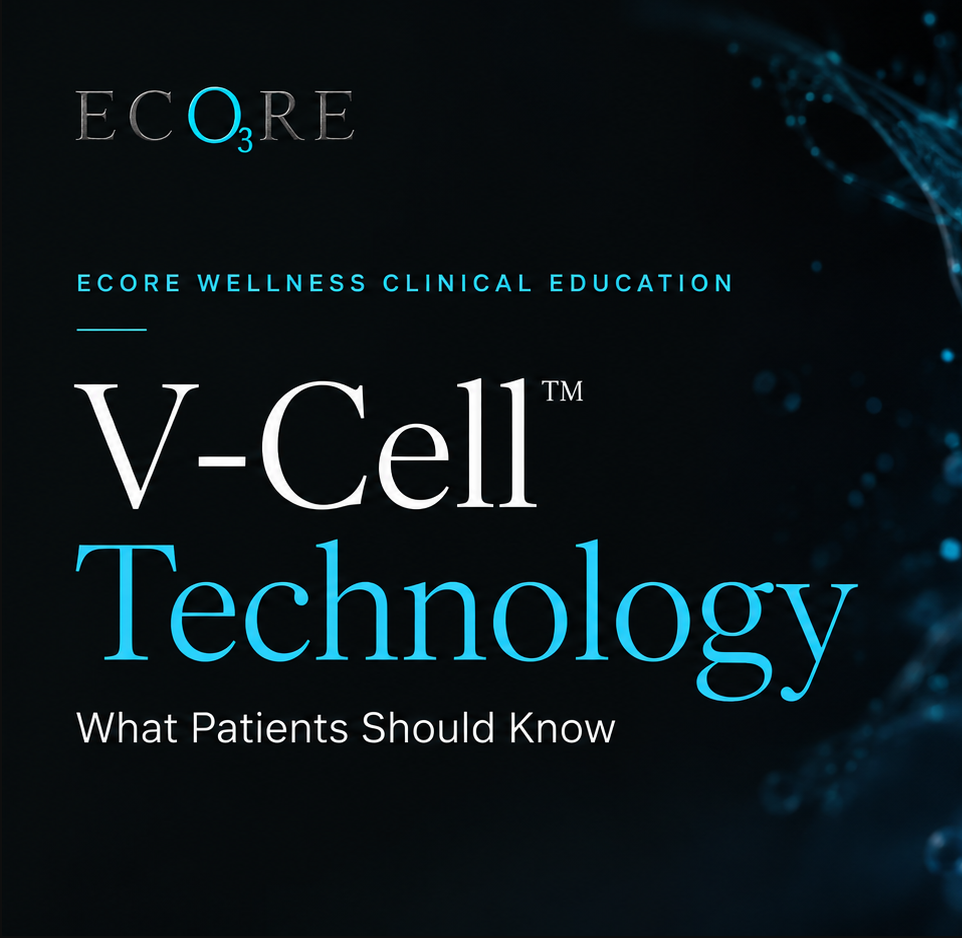 V-Cell Technology cover with blue glowing cells and the text “What Patients Should Know”