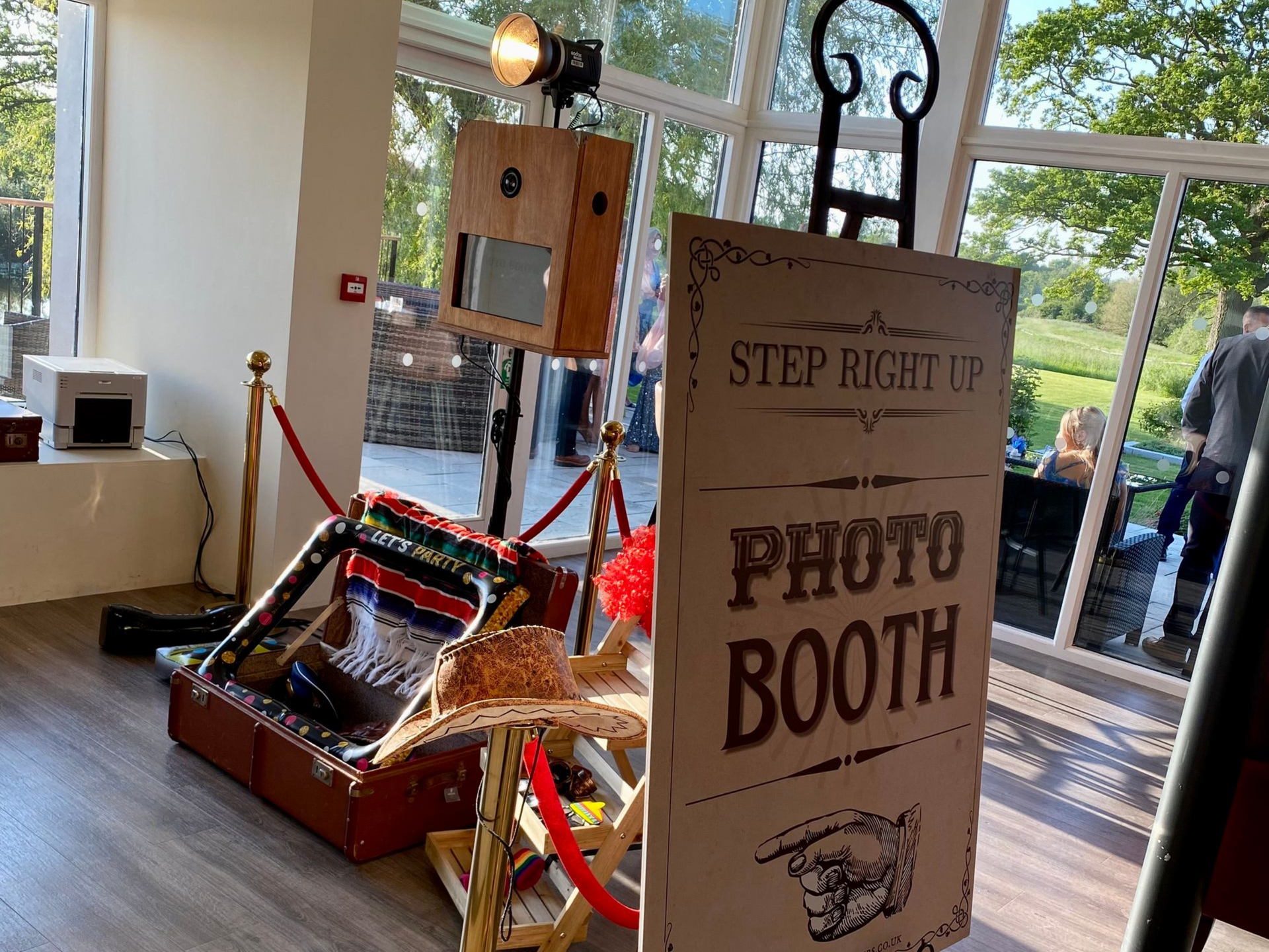 The Party Starters Vintage Photo Booth Hire setup for a Wedding at Little Green Wedding Barn in Thrandeston, Norfolk